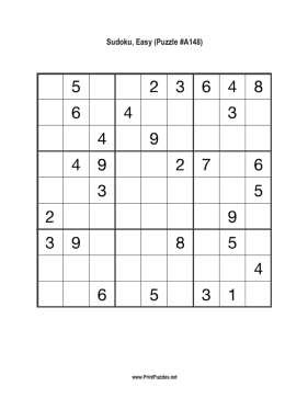 Sudoku - Easy A148 Printable Puzzle