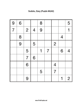 Sudoku - Easy A242 Printable Puzzle