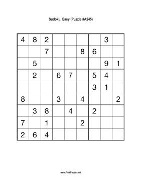 Sudoku - Easy A245 Printable Puzzle