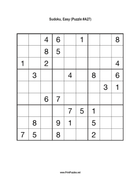 Sudoku - Easy A27 Printable Puzzle