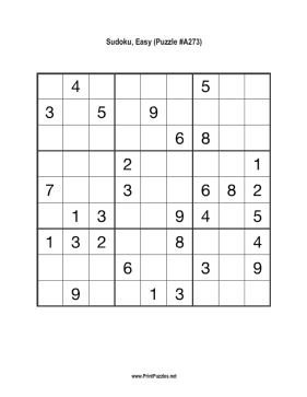 Sudoku - Easy A273 Printable Puzzle