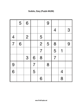Sudoku - Easy A286 Printable Puzzle