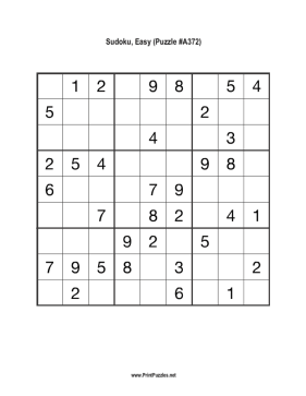Sudoku - Easy A372 Printable Puzzle