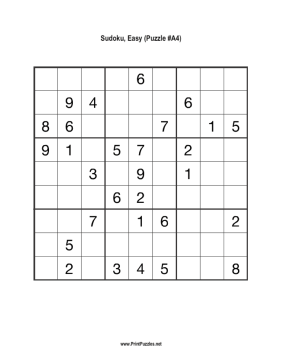 Sudoku - Easy A4 Printable Puzzle