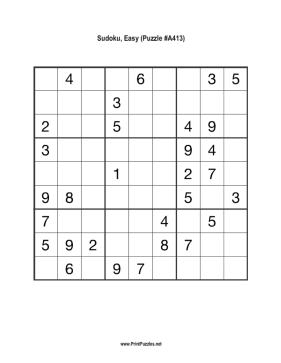 Sudoku - Easy A413 Printable Puzzle