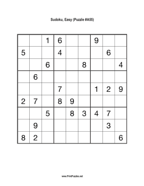 Sudoku - Easy A55 Printable Puzzle