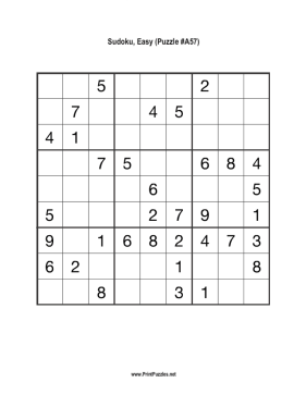 Sudoku - Easy A57 Printable Puzzle