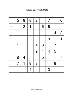 Sudoku - Easy A79 Printable Puzzle