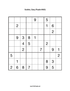 Sudoku - Easy A83 Printable Puzzle
