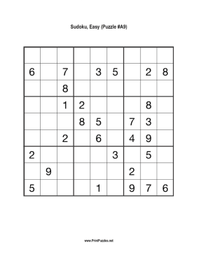 Sudoku - Easy A9 Printable Puzzle