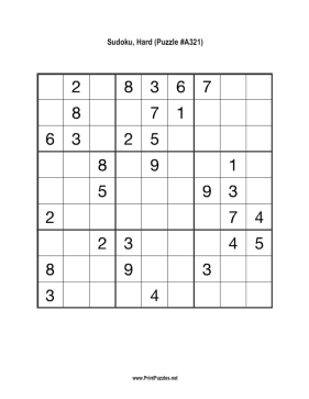 Sudoku - Hard A321 Printable Puzzle
