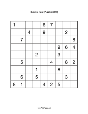 Sudoku - Hard A379 Printable Puzzle