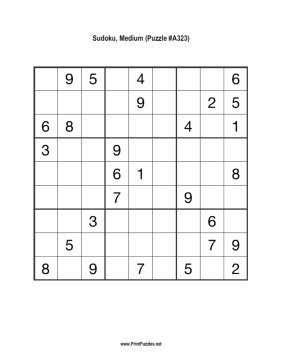 Sudoku - Medium A323 Printable Puzzle