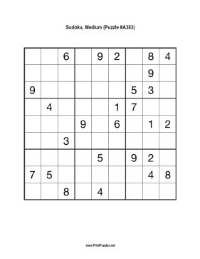 Sudoku - Medium A383 Printable Puzzle