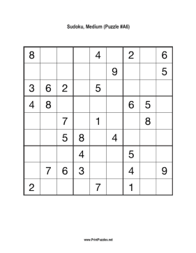 Sudoku - Medium A6 Printable Puzzle