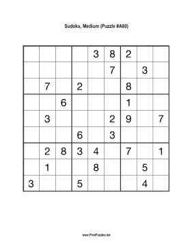 Sudoku - Medium A80 Printable Puzzle