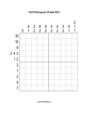 Nonogram - 10x10 - A1 Printable Puzzle