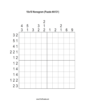 Nonogram - 10x10 - A131 Printable Puzzle