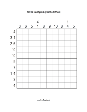 Nonogram - 10x10 - A133 Printable Puzzle
