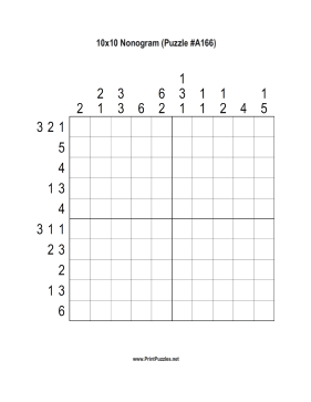 Nonogram - 10x10 - A166 Printable Puzzle