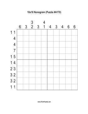Nonogram - 10x10 - A170 Printable Puzzle