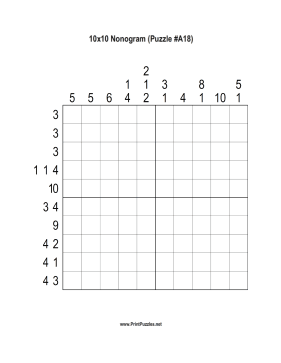 Nonogram - 10x10 - A18 Printable Puzzle