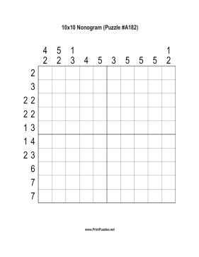 Nonogram - 10x10 - A182 Printable Puzzle