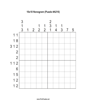 Nonogram - 10x10 - A216 Printable Puzzle