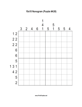 Nonogram - 10x10 - A38 Printable Puzzle