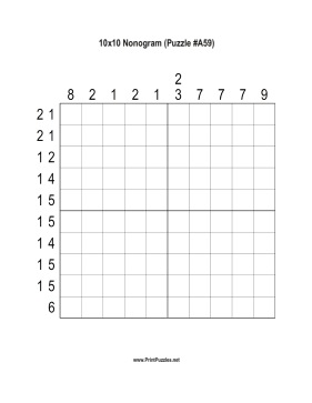 Nonogram - 10x10 - A59 Printable Puzzle