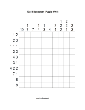 Nonogram - 10x10 - A60 Printable Puzzle