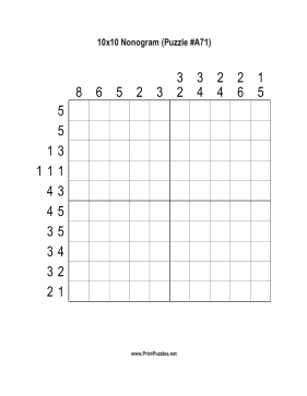 Nonogram - 10x10 - A71 Printable Puzzle