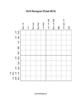 Nonogram - 10x10 - A74 Printable Puzzle