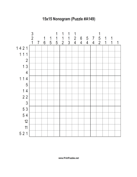 Nonogram - 15x15 - A149 Printable Puzzle