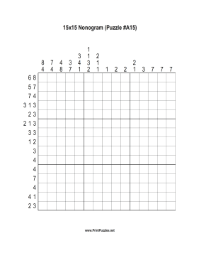 Nonogram - 15x15 - A15 Printable Puzzle