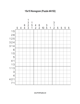 Nonogram - 15x15 - A152 Printable Puzzle