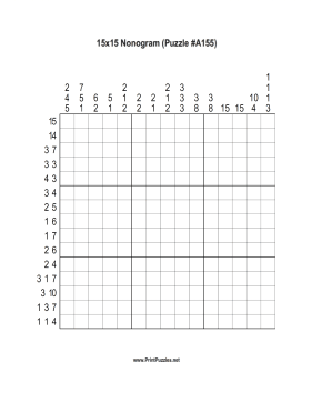 Nonogram - 15x15 - A155 Printable Puzzle