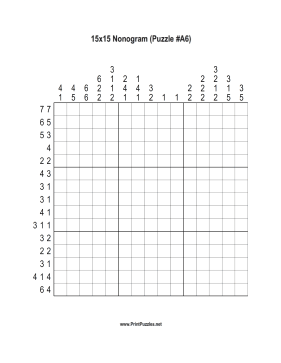Nonogram - 15x15 - A6 Printable Puzzle
