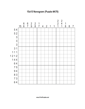 Nonogram - 15x15 - A70 Printable Puzzle
