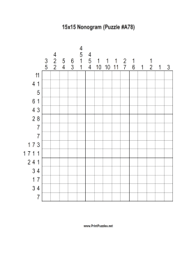Nonogram - 15x15 - A78 Printable Puzzle