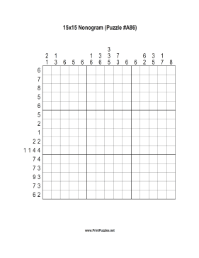 Nonogram - 15x15 - A86 Printable Puzzle