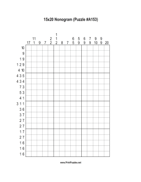 Nonogram - 15x20 - A153 Printable Puzzle