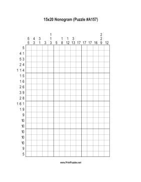 Nonogram - 15x20 - A157 Printable Puzzle