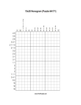 Nonogram - 15x20 - A171 Printable Puzzle