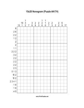 Nonogram - 15x20 - A174 Printable Puzzle