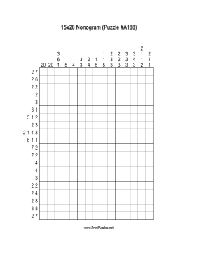 Nonogram - 15x20 - A188 Printable Puzzle