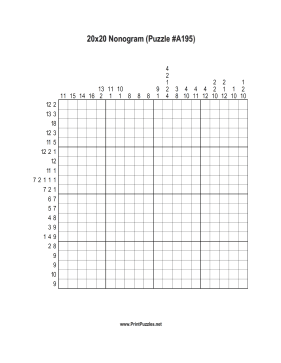 Nonogram - 20x20 - A195 Printable Puzzle