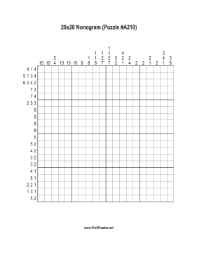 Nonogram - 20x20 - A210 Printable Puzzle