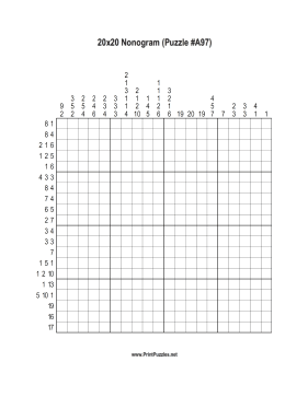 Nonogram - 20x20 - A97 Printable Puzzle