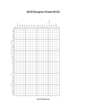 Nonogram - 20x30 - A143 Printable Puzzle